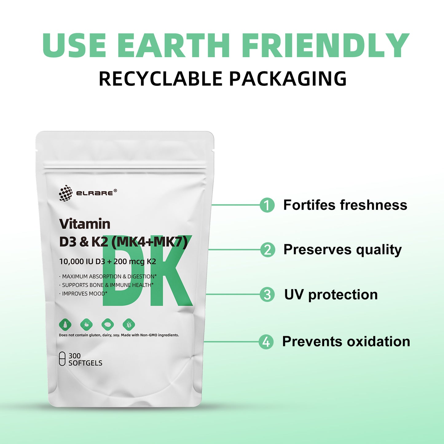 Vitamin D3(10000 IU)& 200 mcg Vitamin K2(50 mcg MK4+150 mcg MK7),supports calcium absorption,bone immune,heart health,easy to swallow,300 virgin coconut oil softgels