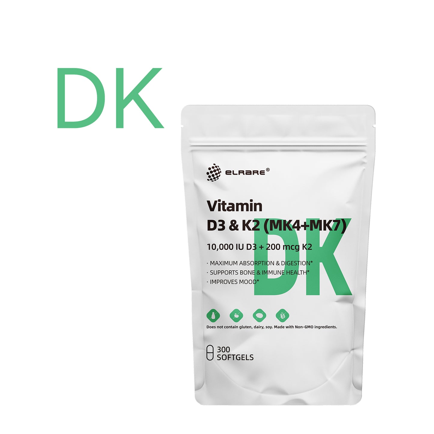 Vitamin D3(10000 IU)& 200 mcg Vitamin K2(50 mcg MK4+150 mcg MK7),supports calcium absorption,bone immune,heart health,easy to swallow,300 virgin coconut oil softgels